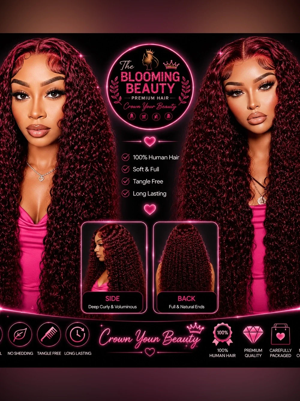 Deep wave wig- Burgundy